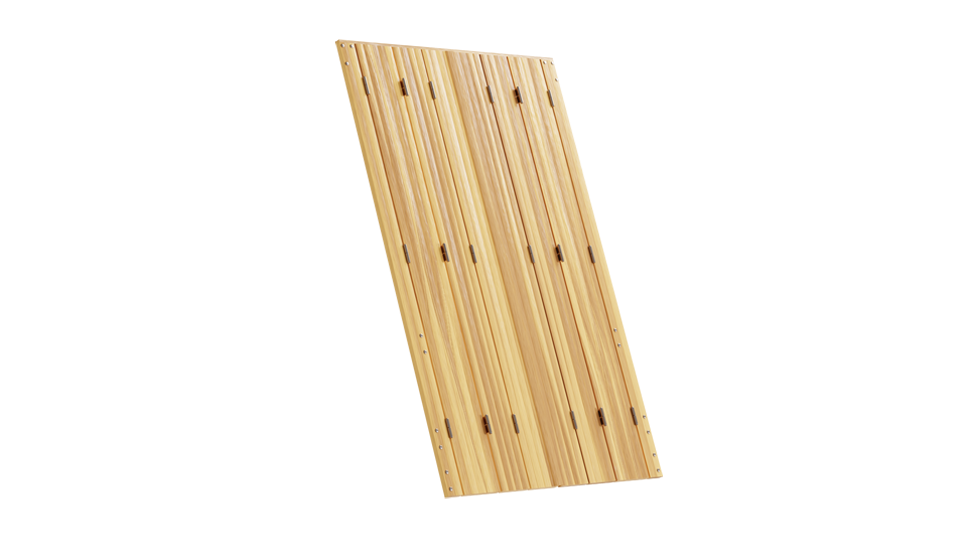 Persienne repliable bois à vernir 6 vantaux projection