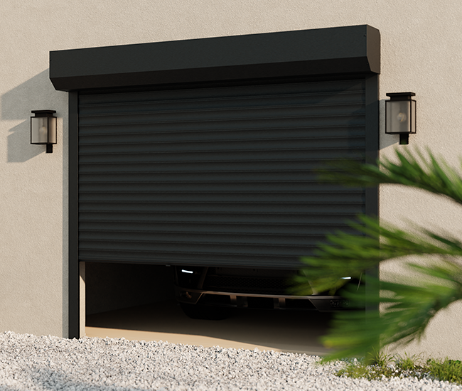 Porte de garage enroulable en aluminium pose en applique extérieur – BOB  LEMENUISIER