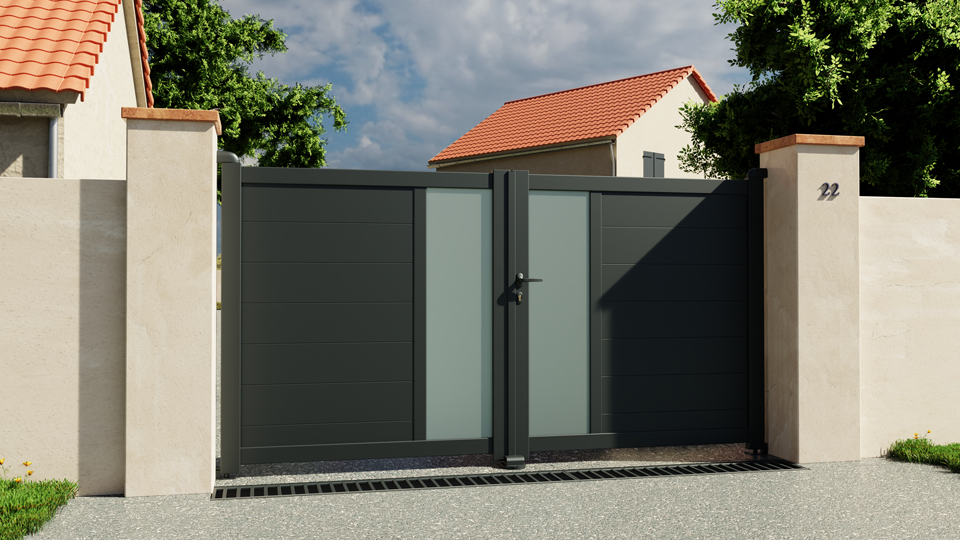 Portail battant aluminium Bordeaux