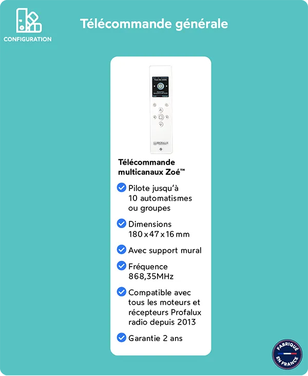 Télécommande générale Zoé PROFALUX