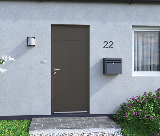 Porte d'entrée aluminium Orange monocoloration