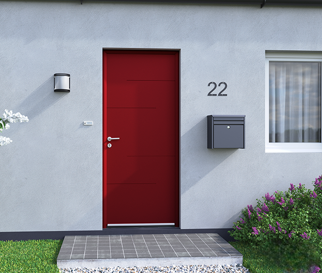 Porte d'entrée aluminium Orange monocoloration