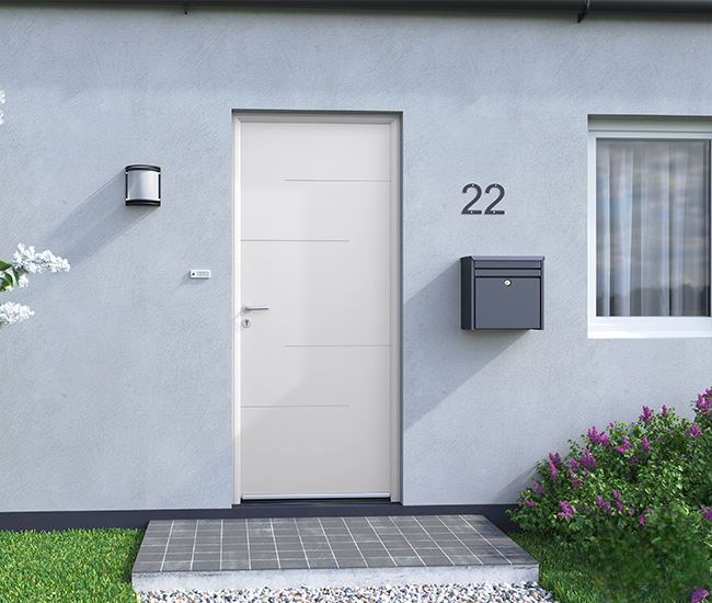 Porte d'entrée aluminium Orange monocoloration