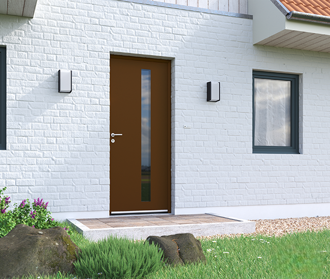Porte d'entrée aluminium Lizières monocoloration