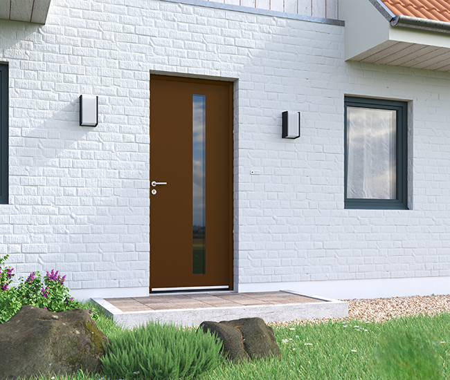 Porte d'entrée aluminium Lizières monocoloration