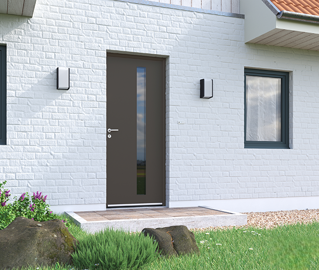 Porte d'entrée aluminium Lizières monocoloration