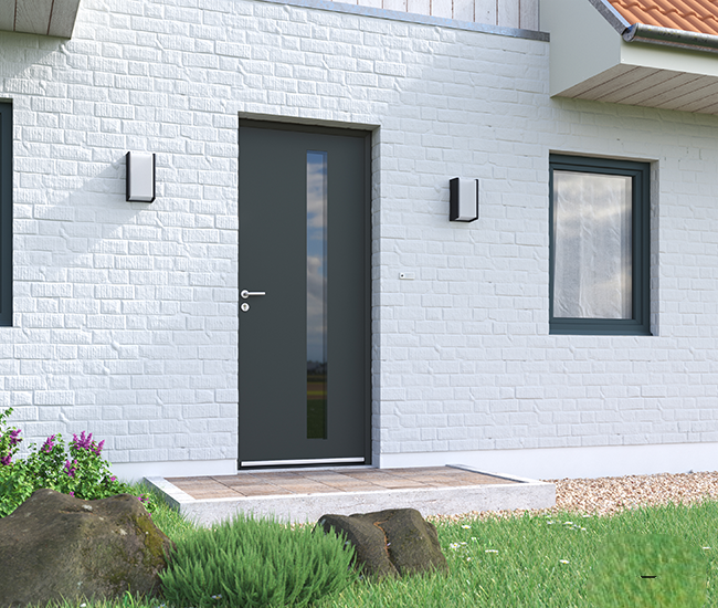 Porte d'entrée aluminium Lizières monocoloration