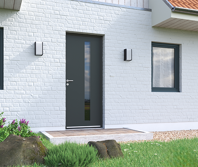 Porte d'entrée aluminium Lizières monocoloration