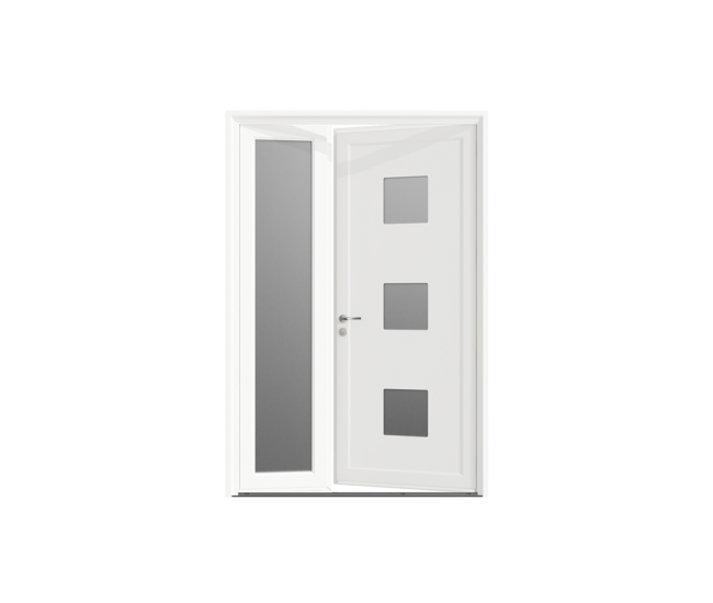 Porte d'entrée PVC Neuillac 2 vantaux inégaux
