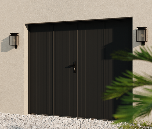 Porte de garage battante aluminium 4 vantaux