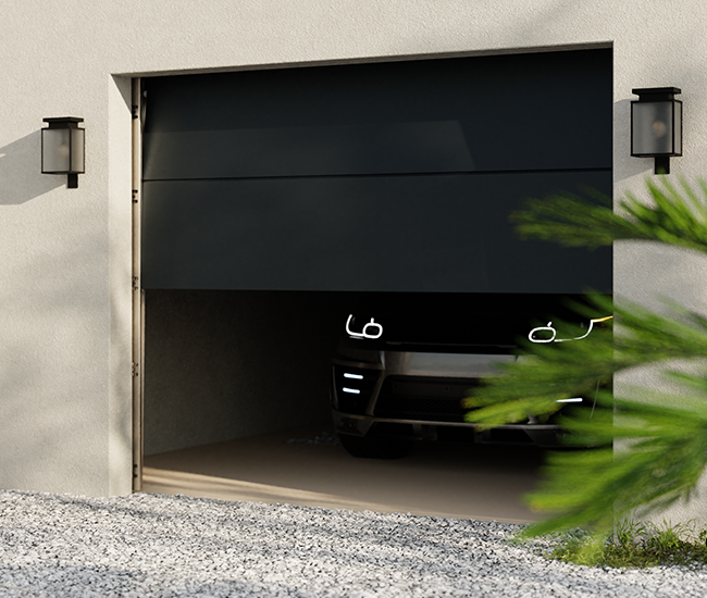 Porte de garage sectionnelle acier panneau Lisse avec hublots