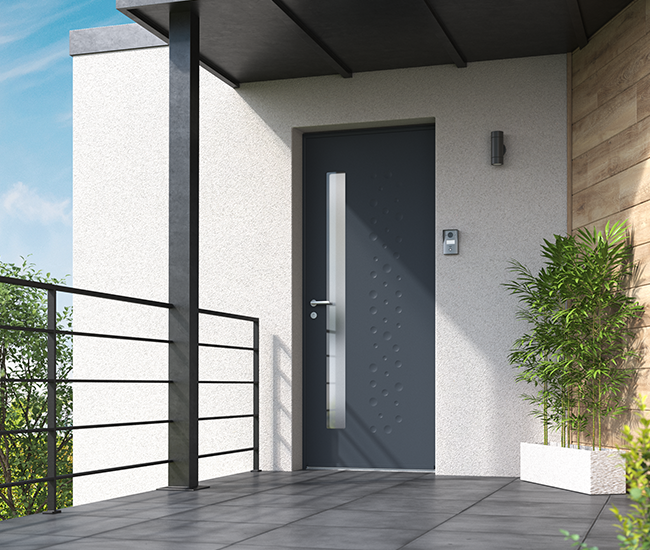 Porte d'entrée acier Cassagne monocoloration