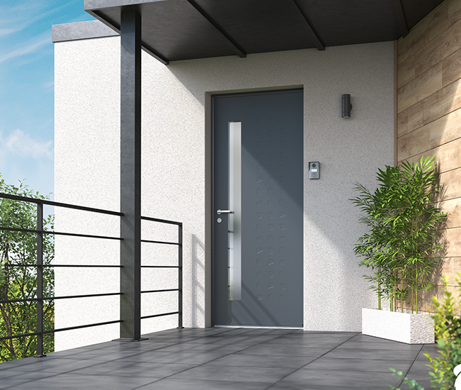 Porte d'entrée acier Larcan monocoloration